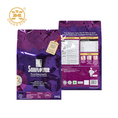 Custom Plastic Basmati Rice Packaging Bags Resealable Zip Lock Pouch Printed Rice Bags 5kg