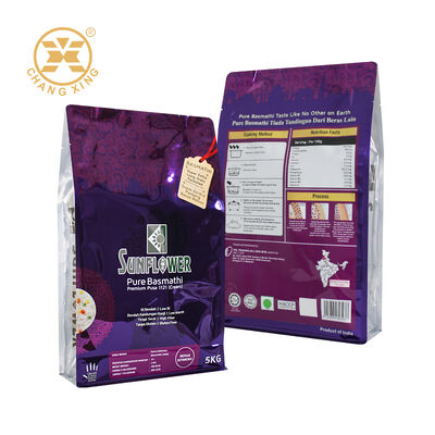 Custom Plastic Basmati Rice Packaging Bags Resealable Zip Lock Pouch Printed Rice Bags 5kg