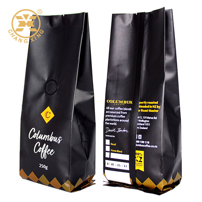 Bolsas Cafe Custom Matte Coffee Bao bì Túi Quad Seal Van một chiều