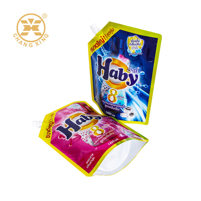 Thẻ in tùy chỉnh túi chất lỏng túi đóng gói chất tẩy rửa nhựa đứng lên túi với vòi góc