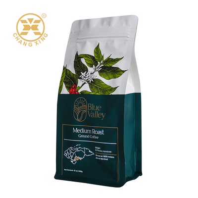 Thùng cà phê có đáy phẳng Ziplock tùy chỉnh Thùng cà phê có đáy phẳng Đứng lên Thùng cà phê có niêm phong 250g 500g 1kg