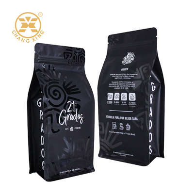 Chất chống ẩm 15oz túi cà phê đáy phẳng đứng lên túi niêm phong phù hợp cho cà phê hạt trà 250g 500g 1kg