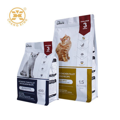 Ước tính in nhựa Mylar chất lượng cao Oem 8 bên Seal Bag Pet Food Packaging Square Bottom Pet Cat Food Bag