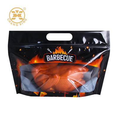 Bao bì nhựa kéo kéo ấn tùy chỉnh cho Rotisserie nướng nóng thịt gà nướng và thịt Deli tính năng chống ẩm