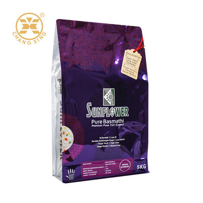 Túi đóng gói gạo Basmati bằng nhựa tùy chỉnh Túi có khóa kéo có thể đóng lại được Túi gạo in 5kg