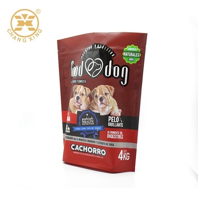 Túi có thể kéo đứng lên 1kg 2kg 4kgs Túi đựng thức ăn cho vật nuôi OEM Với dây kéo nhựa có thể đóng lại