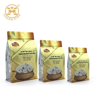 5kg Rice Packaging Zip Lock Bags Thùng dưới phẳng với UV Vanish