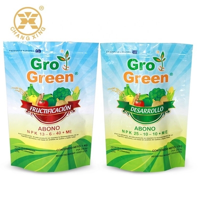 Lá nhôm VMPET Thuốc trừ sâu Phân bón Túi đóng gói Phân bón Đứng lên Túi có dây kéo