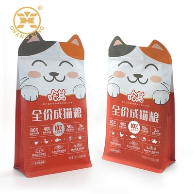 LDPE Bao bì thức ăn cho chó mèo Túi đựng thức ăn cho thú cưng Hộp 5kg Túi có dây kéo dưới cùng Tám con dấu bên